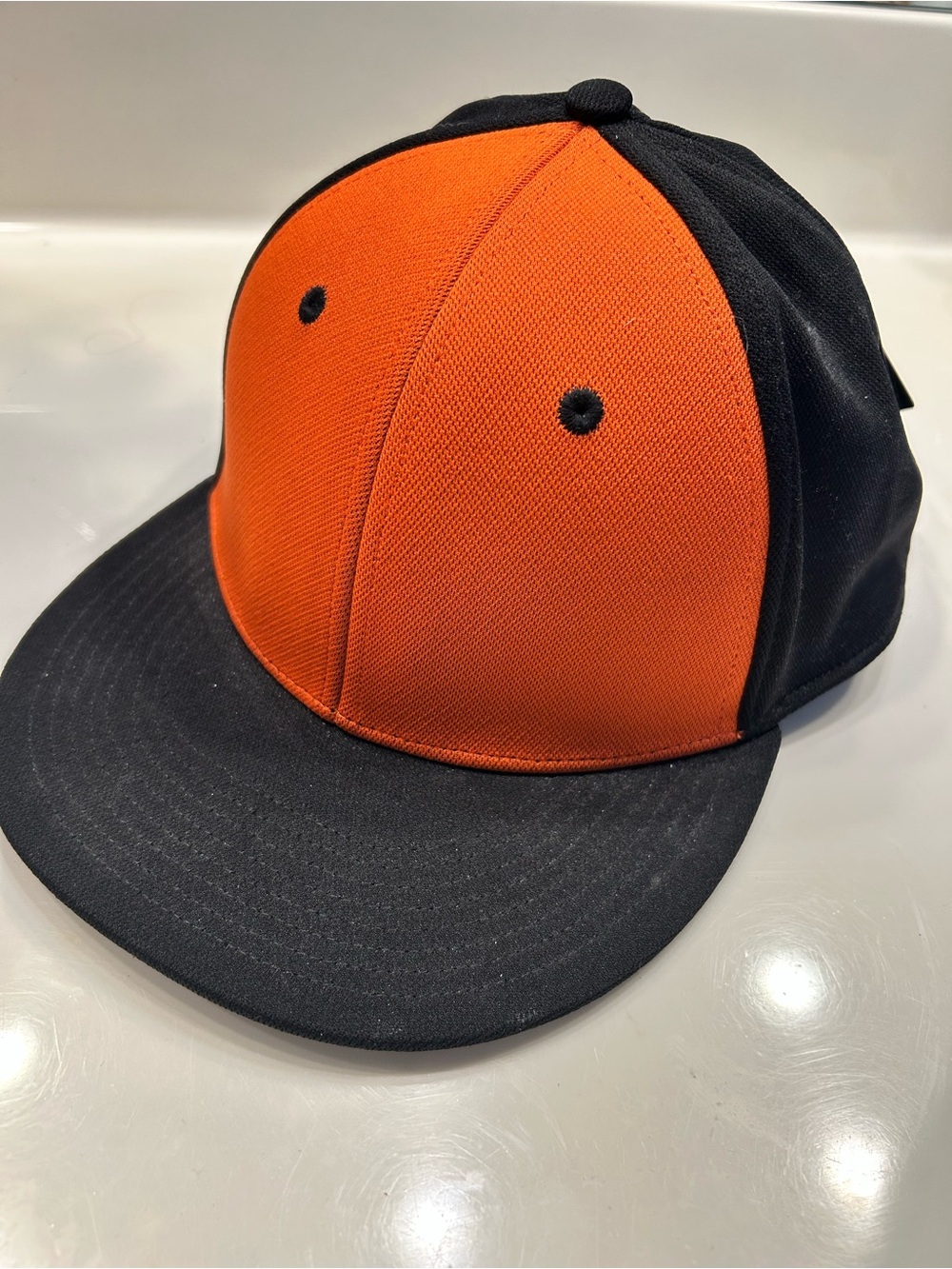 Black & Orange Two-Tone Flat Brim Men’s Baseball Cap